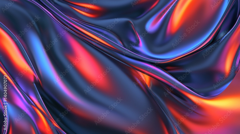 Poster a digital rendering of a flowing, shiny fabric with a gradient of colors.