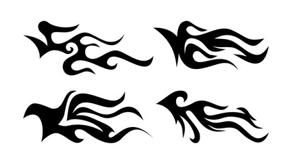 tribal fire symbol design. fire flame vector illustration. Flame decal. Tribal fire vinyl stickers for transportation. fire silhouette decal.