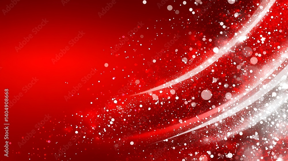 Poster festive red and white abstract background with sparkling elements.
