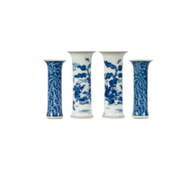 3d rendered illustration of a column isolated  Five blue and white vases, China, Qing Dynasty, 19th century