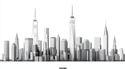 Naklejka premium Urban development and innovation smart city illustration with clean line art icons in a futuristic environment