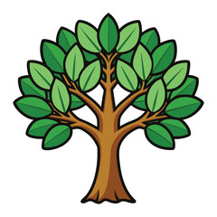 Obraz premium Illustration of a tree with green leaves and a brown trunk.