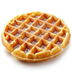 Golden Belgian Waffle with Powdered Sugar on Top, Perfect for Breakfast or Dessert Treat