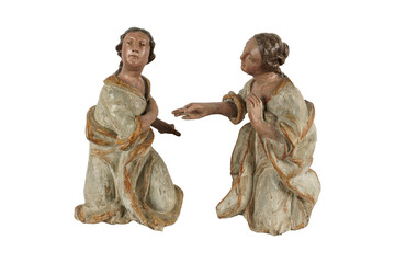statue of virgin mary  Two Early Carved Wood Santos Figures