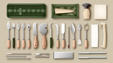 Tools and equipment usage infographic crafting workshop visual guide indoor environment top-down view step-by-step instructions