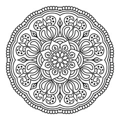 Elegant Abstract Floral Mandala Illustration Hand Drawn Ethnic Design for Wellness Yoga Meditation Tattoos Mehndi Fabric Crafts Spiritual Branding and Digital Use. Coloring Pages Home Decor Wallpapers