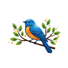Bluebird on a Branch Illustration