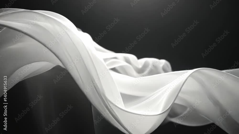 Aufkleber elegant translucent fabric flowing waves and soft textures create light and dark background for ethe
