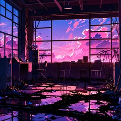 Blank digital anime background for design and product display, AI