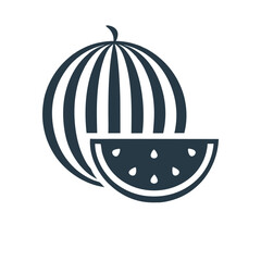 Minimal Watermelon Fruit Vector Icon Design.