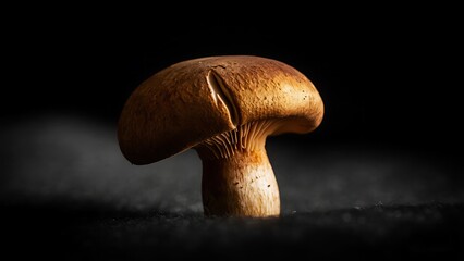 Dramatic Shot of Brown Forest Mushroom