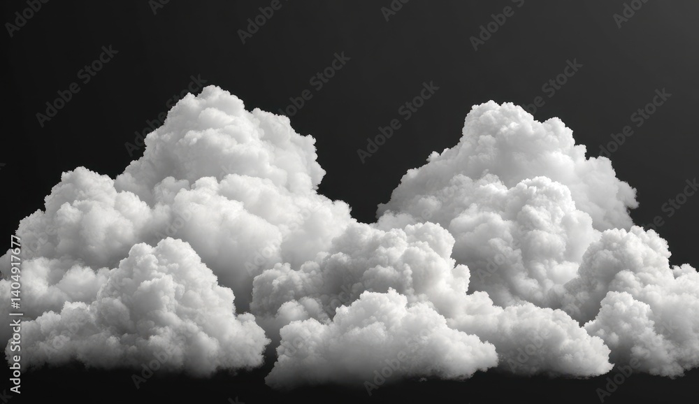 Poster white fluffy clouds against a dark background showcasing texture and depth in a dramatic atmospheric