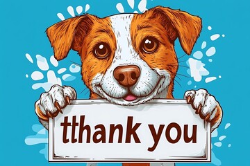 Cute Dog Holding Thank You Sign