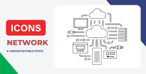 Business plan infographic with technology and communication icons