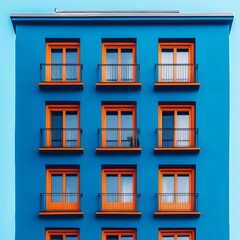Fototapeta premium Blue and orange building.