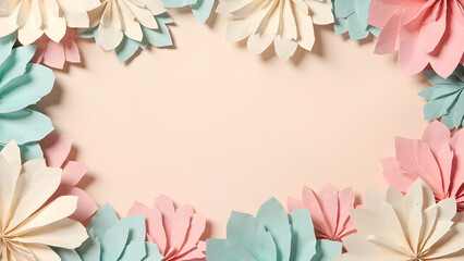 Paper Flower Border on Pastel Background