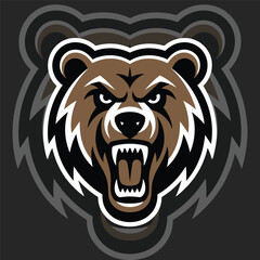 Fierce Grizzly Bear Mascot Logo - Aggressive Sports Team Vector Emblem
