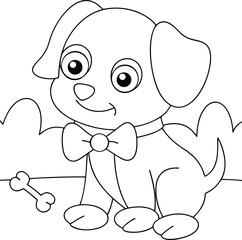 Obraz premium dog wearing a bowtie for coloring book