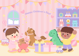 여자아이방 일러스트