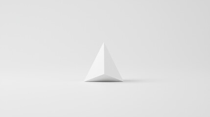 A white pyramid sits on a white background.