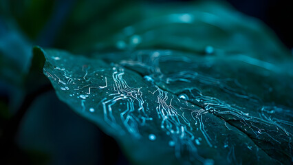 Futuristic Leaf with Circuit Patterns