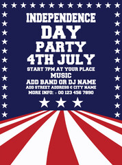 Independence day party flyer poster  or social media post design
