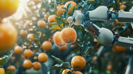  robotic arms gently picking perfectly ripe apples 