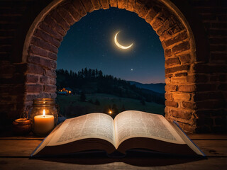 magic book with magic lights