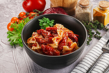 Italian pasta with dry tomato