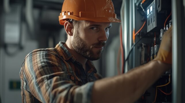 Electrician upgrading electrical panel. Featuring electrical upgrades and panel installations