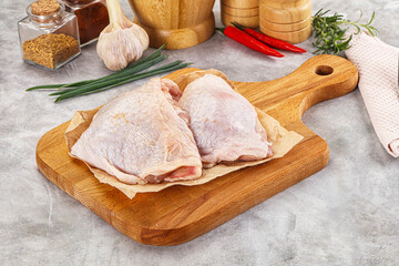 Raw chicken thigh for cooking