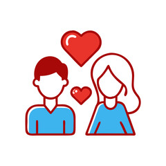 Couple in love with hearts symbolizing affection  