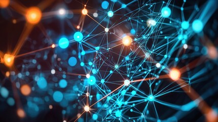 Fototapeta premium Abstract Network: Interconnected Nodes and Lines of Digital Data Visualization
