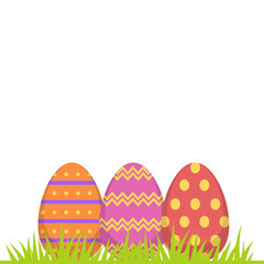 Colorful Eggs In Grass Illustration