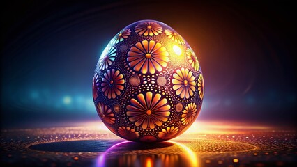 Abstract Glowing Easter Egg Silhouette with Circular Patterns - Festive Spring Holiday Design