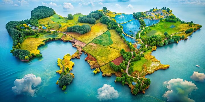 Abstract Map of Mykolaiv Oblast, Ukraine: Conceptual Aerial View