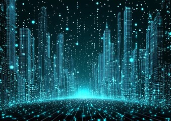 Digital Cityscape at Night