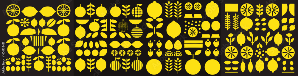 Poster lemon pattern design: a captivating pattern showcasing a stylized assortment of lemon-themed element