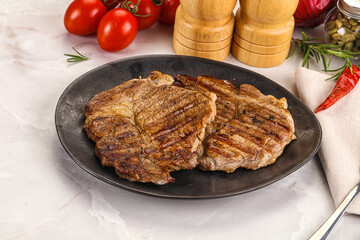Grilled pork neck sirloin steak