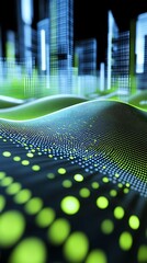 Digital Cityscape Wave Abstract