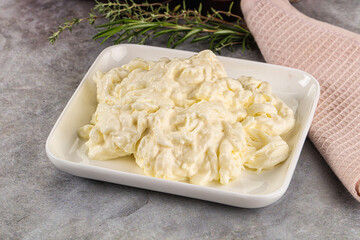 Italian soft young cheese stracciatella