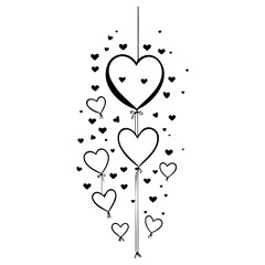 Hearts hanging gracefully in the airy atmosphere