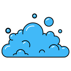 blue bubble soap foam flat color vector illustration template design