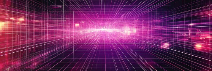 Cyberpunk gradient with electric blue to neon purple, subtle glitch effect, and holographic shine. Ultra-wide sci-fi backdrop perfect for futuristic designs, wallpapers, and digital art. High-tech vib