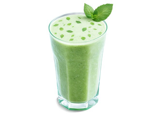 Cucumber Mint Smoothie A refreshing green smoothie, seen from above, made with cucumber, mint leaves, and lime juice. Fresh mint