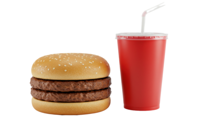 Isolated Burger and Drink