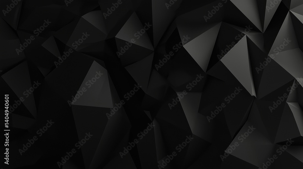 Poster a 3d rendering of a complex geometric pattern in black and gray.