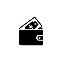 Wallet icon vector illustration with money cash currency dollar finance payment savings