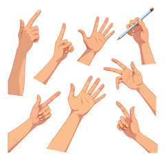 Vector hands in different gestures