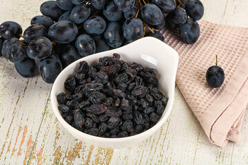 Dry ripe sweet blue raisin